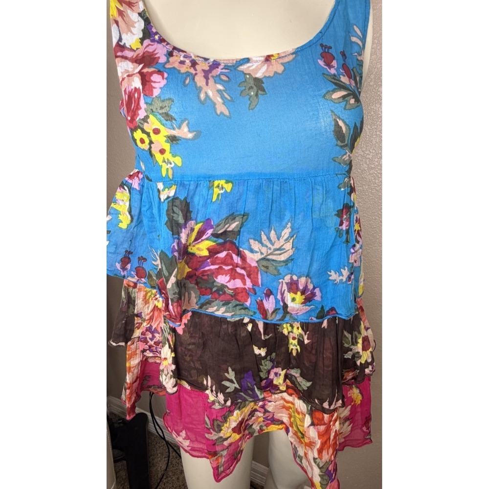 Tasha Polizzi T.P. Saddleblanket Floral Layered Tunic Tank Top Boho M